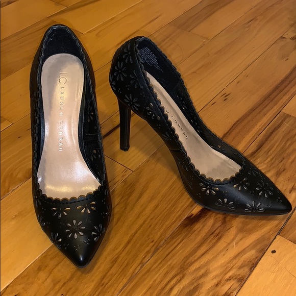 Lauren Conrad Confetti Floral Cutout Heels Sz 6 - Picture 1 of 8